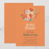 Invitation Fleurs orange et verdure Fête des mariées orange (Devant / Derrière)