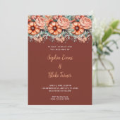 Invitation Fleurs orange et verdure Mariage Brown (Debout devant)