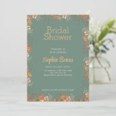 Invitation Fleurs orange Fête des mariées verte à la frontièr (Debout devant)