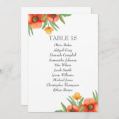 Invitation Fleurs orange. Mariage dans le jardin Plans de tab (Devant / Derrière)