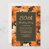 Invitation Fleurs orange marron pour tous âges 50e anniversai (Devant)