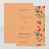 Invitation Fleurs Orange Moderne Mariage orange (Devant / Derrière)