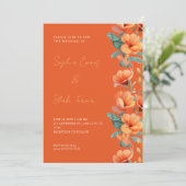 Invitation Fleurs Orange Moderne Mariage orange (Debout devant)