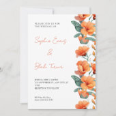 Invitation Fleurs orange modernes Mariage blanc (Devant)