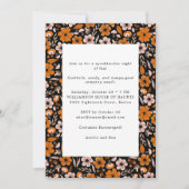 Invitation Fleurs Orange Noir Soirée Halloween pour Adultes (Devant)