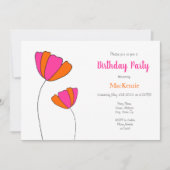 Invitation Fleurs orange rose chaud (Devant)