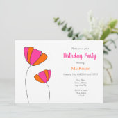 Invitation Fleurs orange rose chaud (Debout devant)