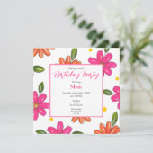 Invitation Fleurs Orange, Roses Tirées À La Main (Debout devant)