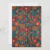 Invitation Fleurs Orange Rouge Bleu sur Tronc en Bois Rustiqu (Dos)