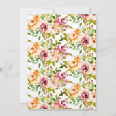 Invitation Fleurs orange rouge Feuilles vertes or 60e anniver (Dos)