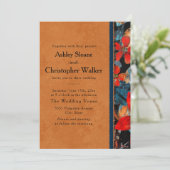 Invitation Fleurs orange sarcelle rouge vibrantes en gras (Debout devant)
