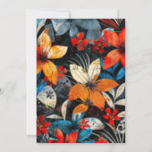 Invitation Fleurs orange sarcelle rouge vibrantes en gras (Dos)