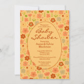 Invitation Fleurs oranges de printemps Dessins Doodle Shower  (Devant)