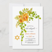 Invitation Fleurs oranges et Bat mitzvah à arc (Devant)
