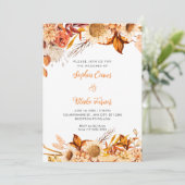 Invitation Fleurs oranges rustiques et blanches Mariage bohèm (Debout devant)
