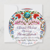 INVITATION FLEURS ORIENTALES DAMASK BLUE GEM MONOGRAM (Devant)