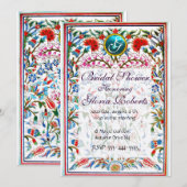 Invitation FLEURS ORIENTALES DAMASK GEM MONOGRAM Rose Bleu (Devant / Derrière)