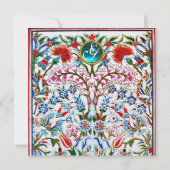 Invitation FLEURS ORIENTALES DAMASK MONOGRAM Bleu Ice (Dos)