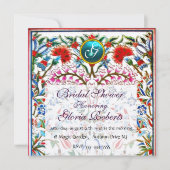 Invitation FLEURS ORIENTALES DAMASK MONOGRAM Champagne Bleu (Devant)