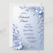 Fleurs Ornées Bleues avec Souper de Répétition de