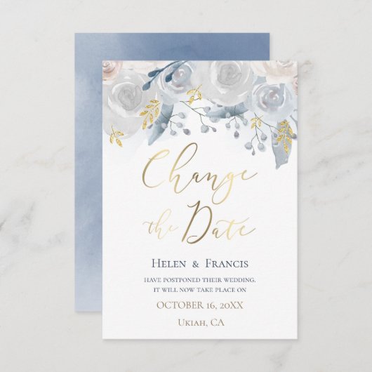Invitation fleurs pâles aquarelle Changer la date (Devant / Derrière)