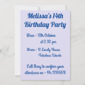 Invitation Fleurs Pansy Anniversaire Enfants Filles Violet fl (Dos)