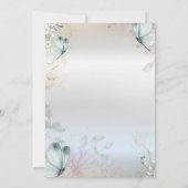 Invitation Fleurs Papillons Bleus Argent 80e Anniversaire (Dos)