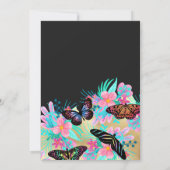 Invitation Fleurs papillons Feuille Aquarelle Quinceañera (Dos)