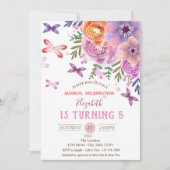 Invitation Fleurs Papillons Pois Anniversaire (Devant)