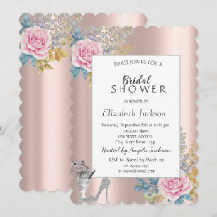 Invitation Fleurs, Parties scintillant hauts talons Rose Fête