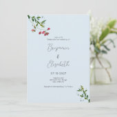 Invitation Fleurs pastel bleu rose rouge Mariage (Debout devant)