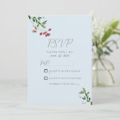 Invitation Fleurs pastel bleu rose rouge vert RSVP (Debout devant)