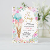 Invitation Fleurs pastel de glace Baby Shower  (Debout devant)