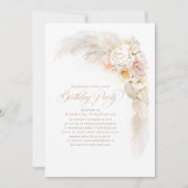 Invitation Fleurs Pastel et Pampas Grass Boho Anniversaire (Devant)