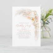 Invitation Fleurs Pastel et Pampas Grass Boho Anniversaire (Debout devant)