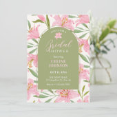 Invitation Fleurs pastel floraison lys rose vert shower de ma (Debout devant)