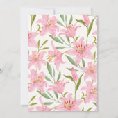 Invitation Fleurs pastel floraison lys rose vert shower de ma (Dos)