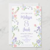 Invitation Fleurs pastel pour faire part de date de mariage  (Devant)