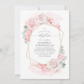 Invitation Fleurs Pastel rose doux Élégant Baptême moderne (Devant)