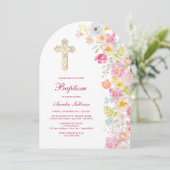 Invitation Fleurs pastel vives Arche Baptême (Debout devant)