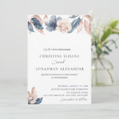 Invitation Fleurs peintes à la main | Mariage bleu et blanc (Debout devant)