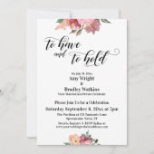 Invitation Fleurs Peintes en Rose À Avoir et à Tenir Script (Devant)