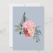 Invitation Fleurs peintes en rose Heureux à tout jamais Bleu (Dos)