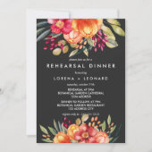 Invitation Fleurs peintes Grey REHEARSAL DÎNER Mariage (Devant)