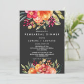 Invitation Fleurs peintes Grey REHEARSAL DÎNER Mariage (Debout devant)