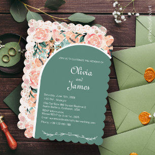 Invitation Fleurs personnalisées de couleur bordeaux foncé, r