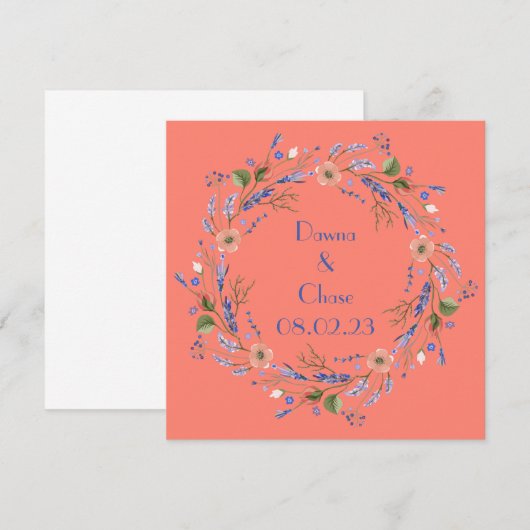 Invitation Fleurs personnalisées Raisin de Vin Rose Orange (Devant / Derrière)