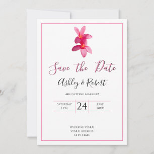 Invitation Fleurs Plumeria rose, Mariage moderne, Sauvegarde