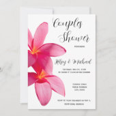 Invitation Fleurs Plumeria rose, Tropical, Floral, Couples (Devant)