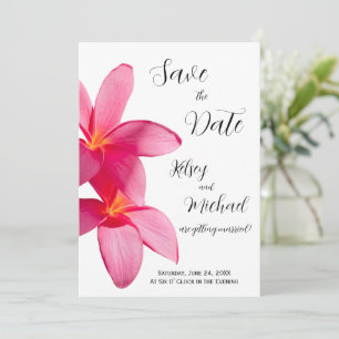 Invitation Fleurs Plumeria rose, Tropical, Floral Date de sau
